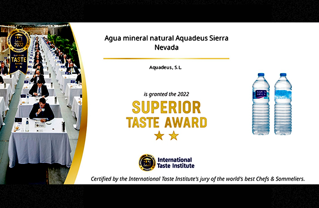 El agua mineral natural Aquadeus Sierra Nevada consigue dos estrellas en los Superior Taste Awards